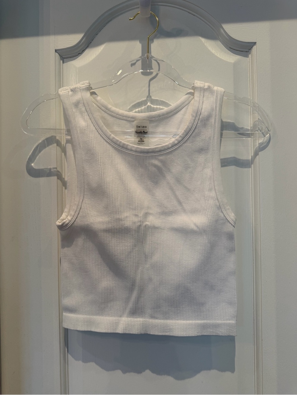 Aritzia Sunday Best Classic White Ribbed Tank Top